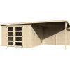 Casetta da giardino in legno Blockhaus Pireo sp 28 mm H204xL593xP333 cm