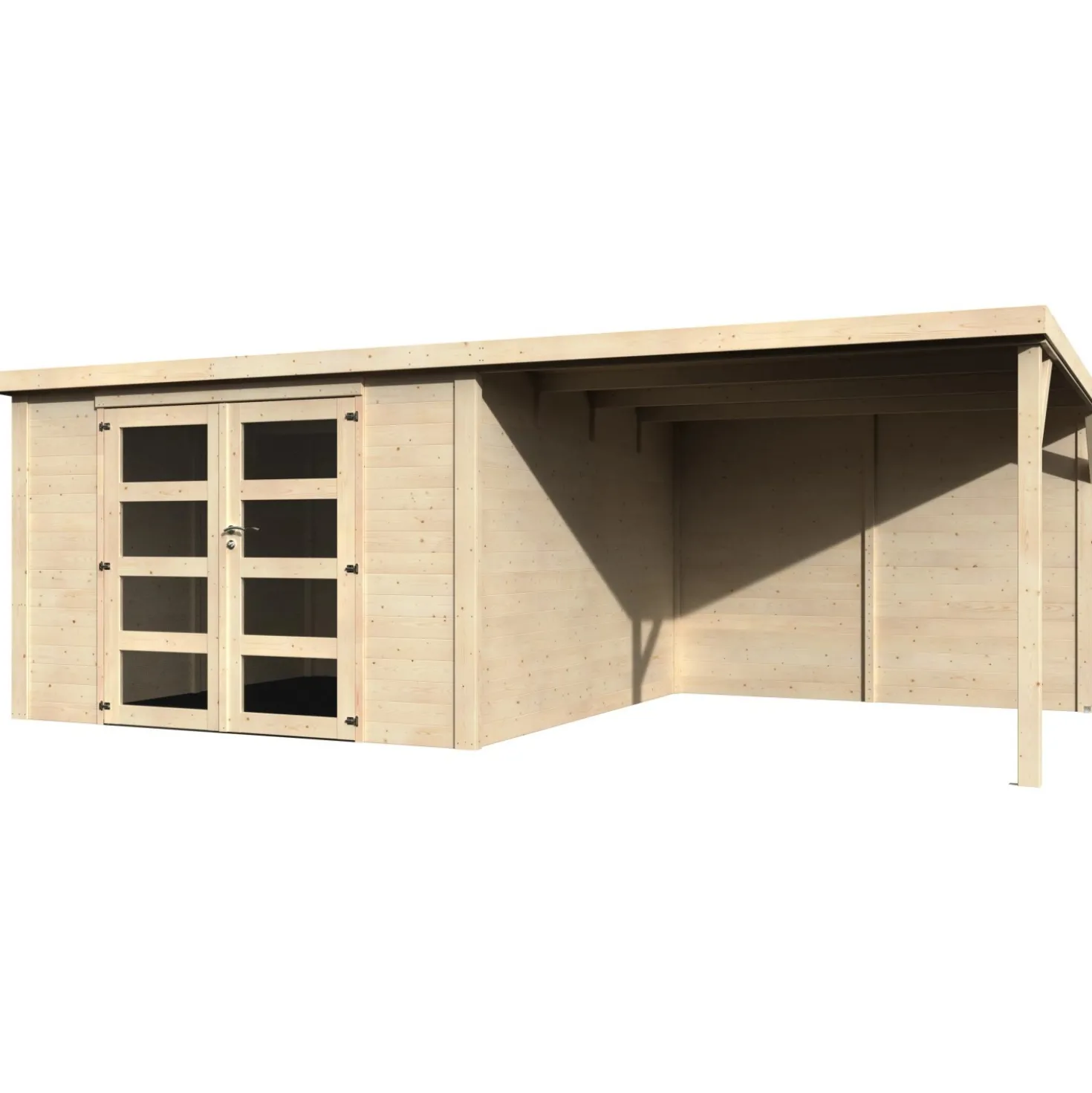 Casetta da giardino in legno Blockhaus Pireo sp 28 mm H204xL593xP333 cm