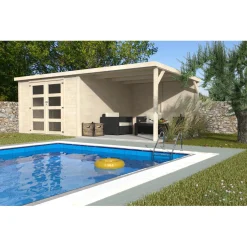 Casetta da giardino in legno Blockhaus Pireo sp 28 mm H204xL593xP333 cm