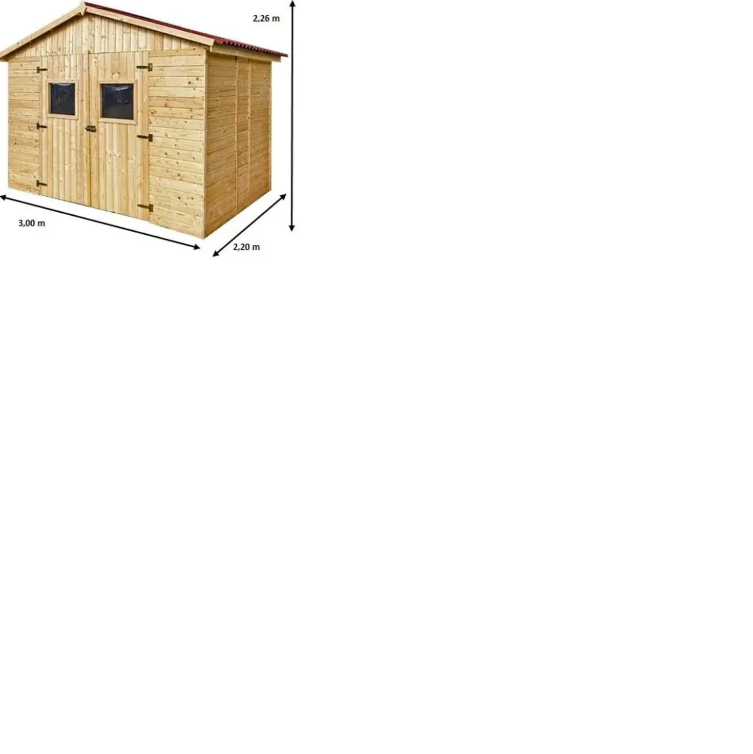 Casetta da giardino in legno sp 16 mm H226xL300xP220 cm
