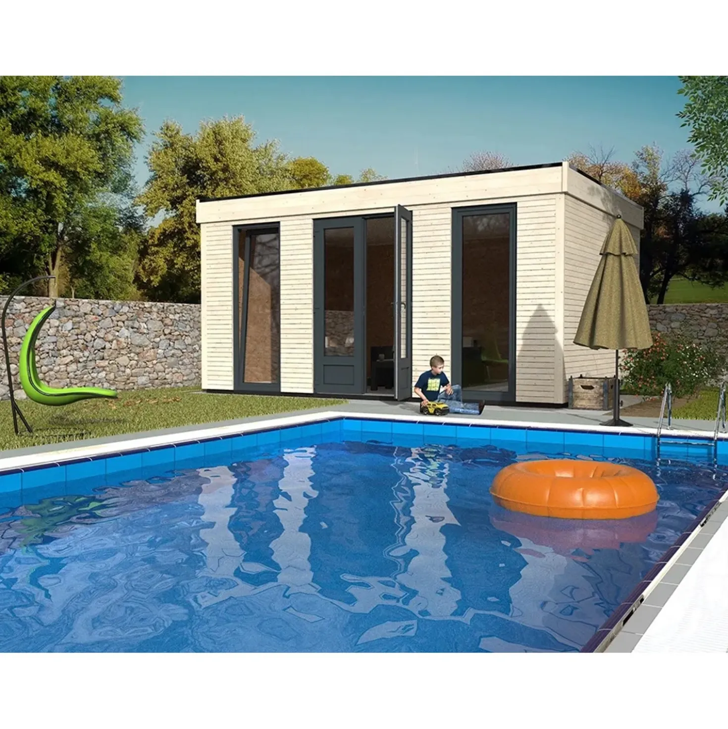 Casetta da giardino in legno semi-abitabile H250xL497xP365 cm 15,25 m²