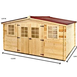 Casetta da giardino in legno sp 28 mm H207xL416xP304 cm