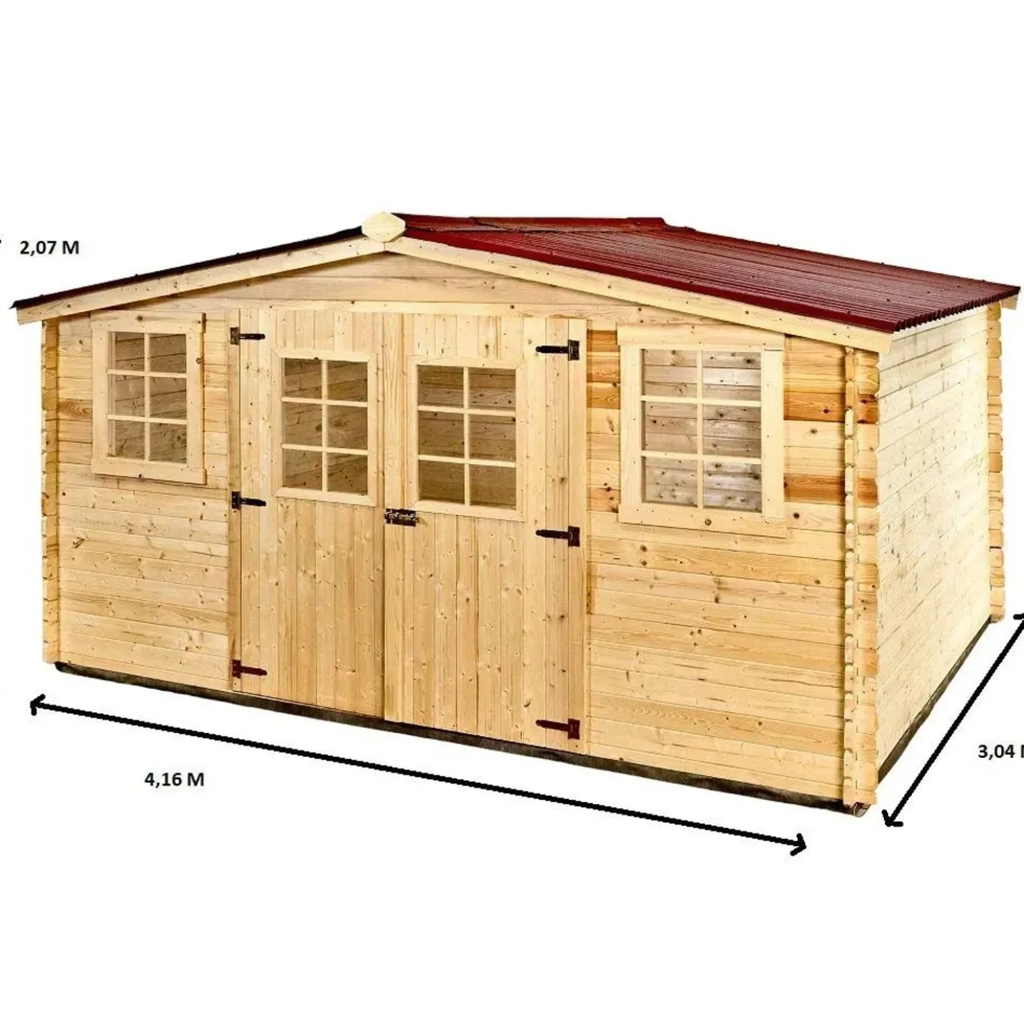 Casetta da giardino in legno sp 28 mm H207xL416xP304 cm