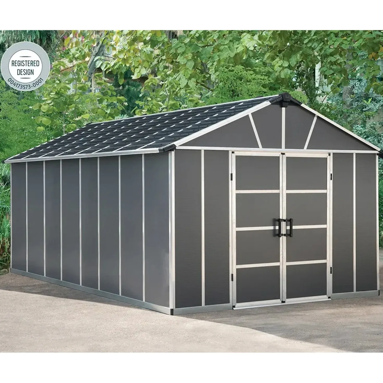 Casetta da giardino in metallo Palram Yukon antracite sp 10 mm H252xL519xP332 cm