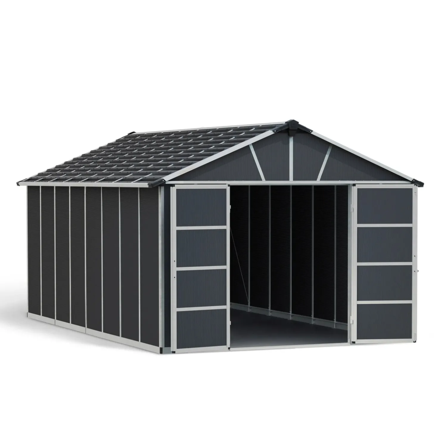 Casetta da giardino in metallo Palram Yukon antracite sp 10 mm H252xL519xP332 cm