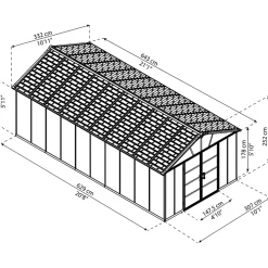 Casetta da giardino in metallo Palram Yukon antracite sp 10 mm H252xL643xP332 cm