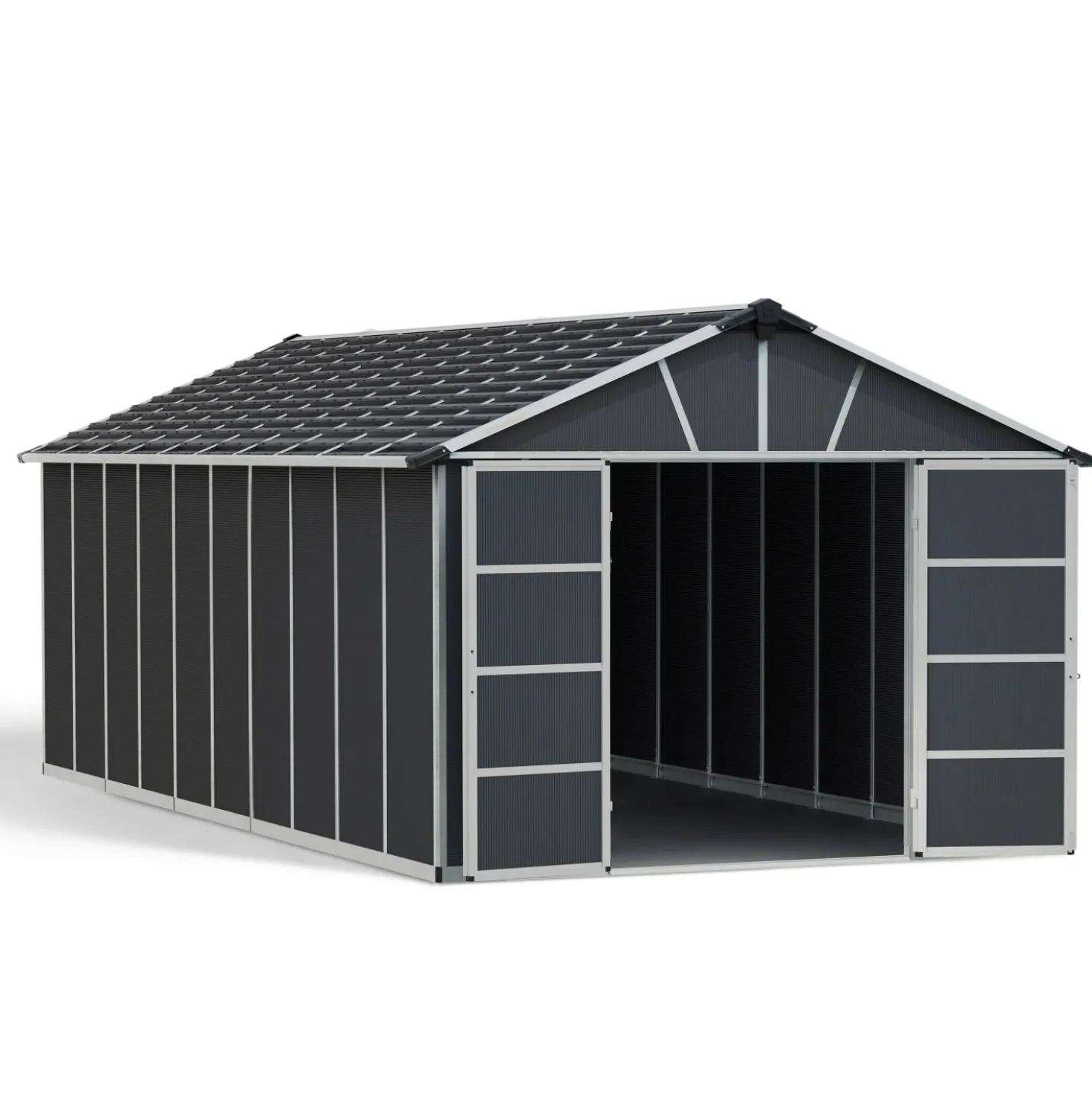 Casetta da giardino in metallo Palram Yukon antracite sp 10 mm H252xL643xP332 cm