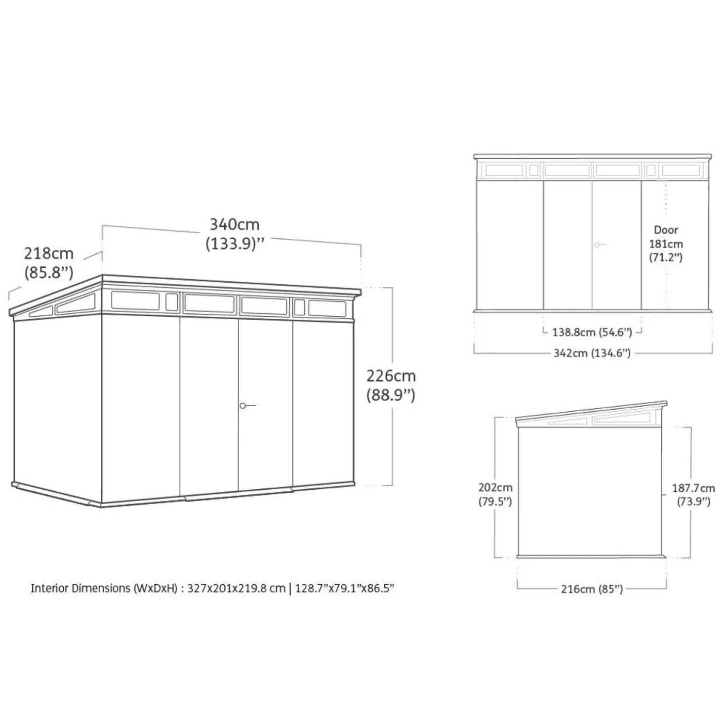 Casetta da giardino in plastica Keter Pent sp. 20 mm marrone chiaro 7,4 m²