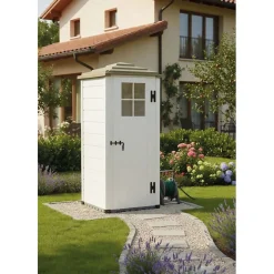 Casetta da giardino in PVC Pagoda Evo 80 sp 20 mm bianco/tortora 90x90x195 cm