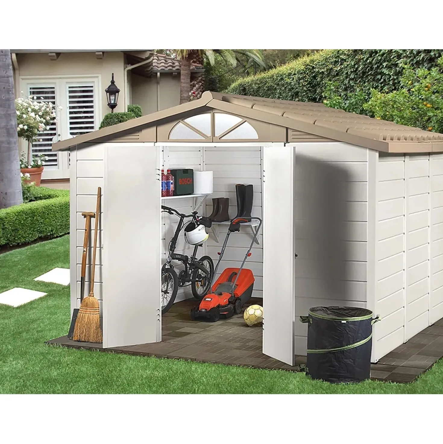 Casetta da giardino in PVC Garofalo Tuscany 280 sp. 20 mm bianco crema 8,06 m²