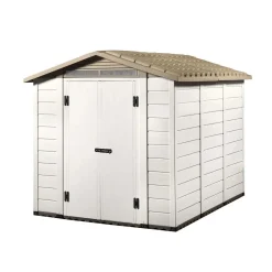 Casetta da giardino in PVC Tuscany 240 sp 20 mm bianco/tortora 229x262x220 cm