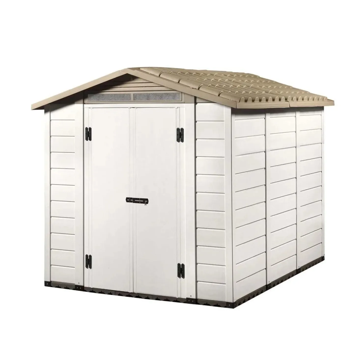Casetta da giardino in PVC Tuscany 240 sp 20 mm bianco/tortora 229x262x220 cm