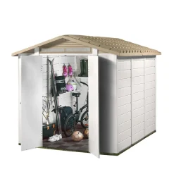 Casetta da giardino in PVC Tuscany 240 sp 20 mm bianco/tortora 229x262x220 cm