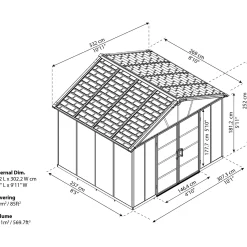 Casetta da giardino in PVC Palram Canopia Yukon sp. 10 mm grigio 9 m²