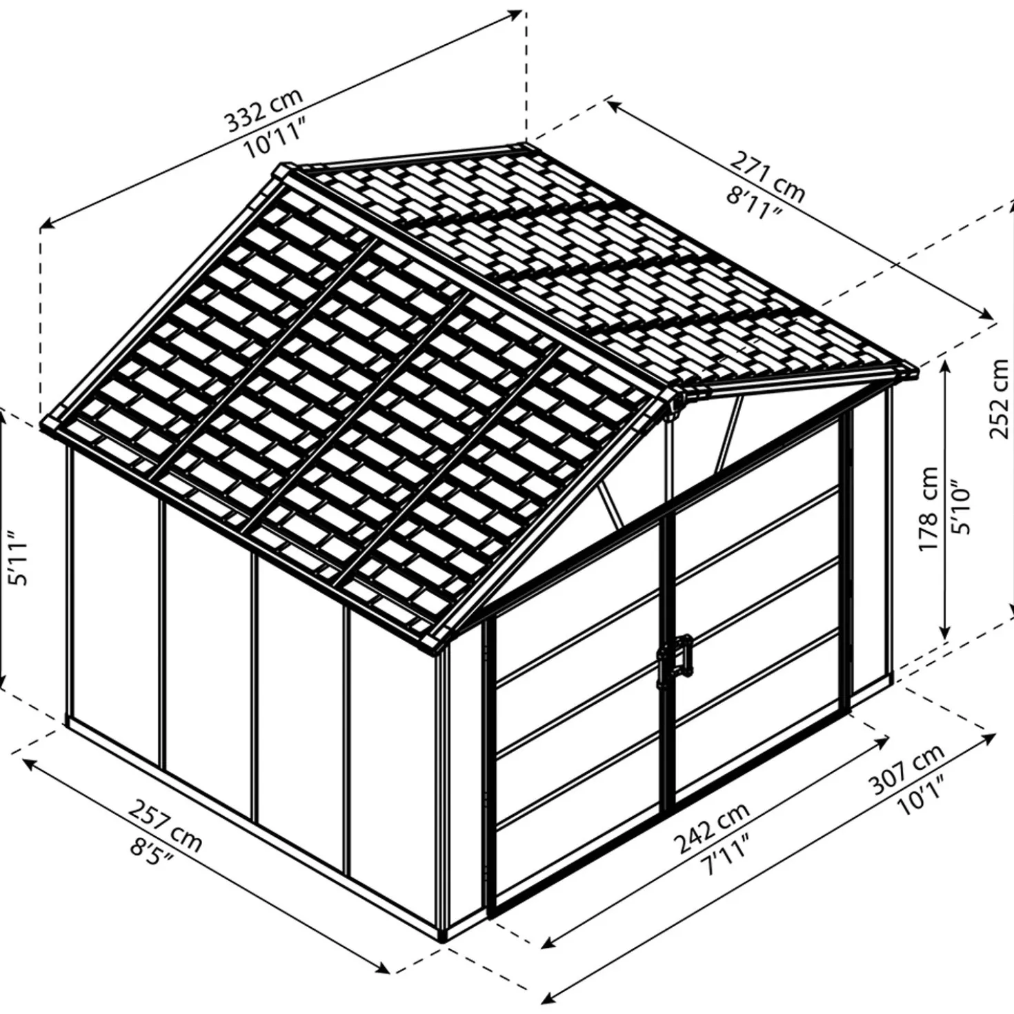 Casetta da giardino in PVC Palram Canopia Yukon sp. 10 mm grigio 9 m²
