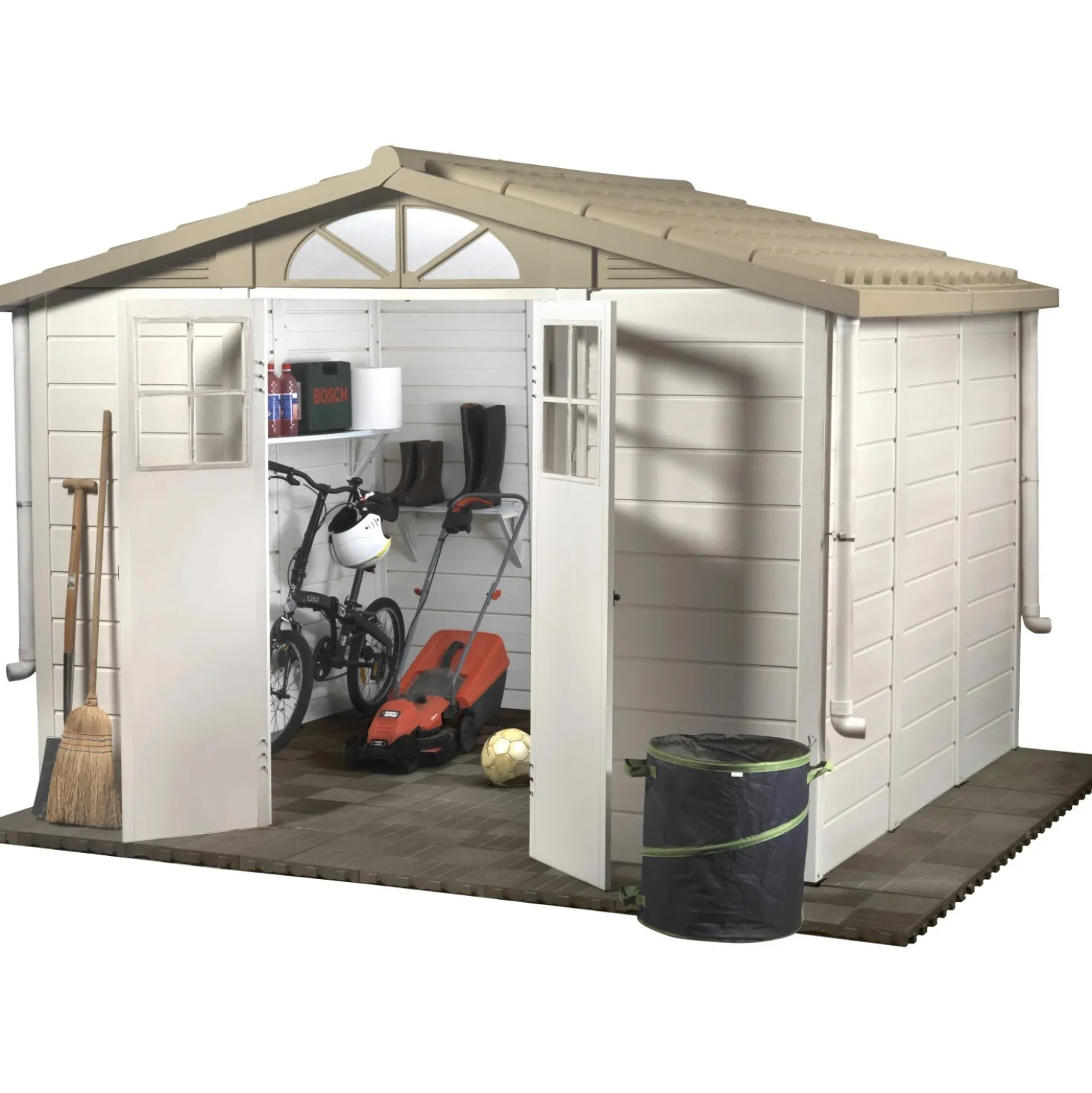Casetta da giardino in PVC Tuscany Evo sp. 20 mm beige 8,06 m²