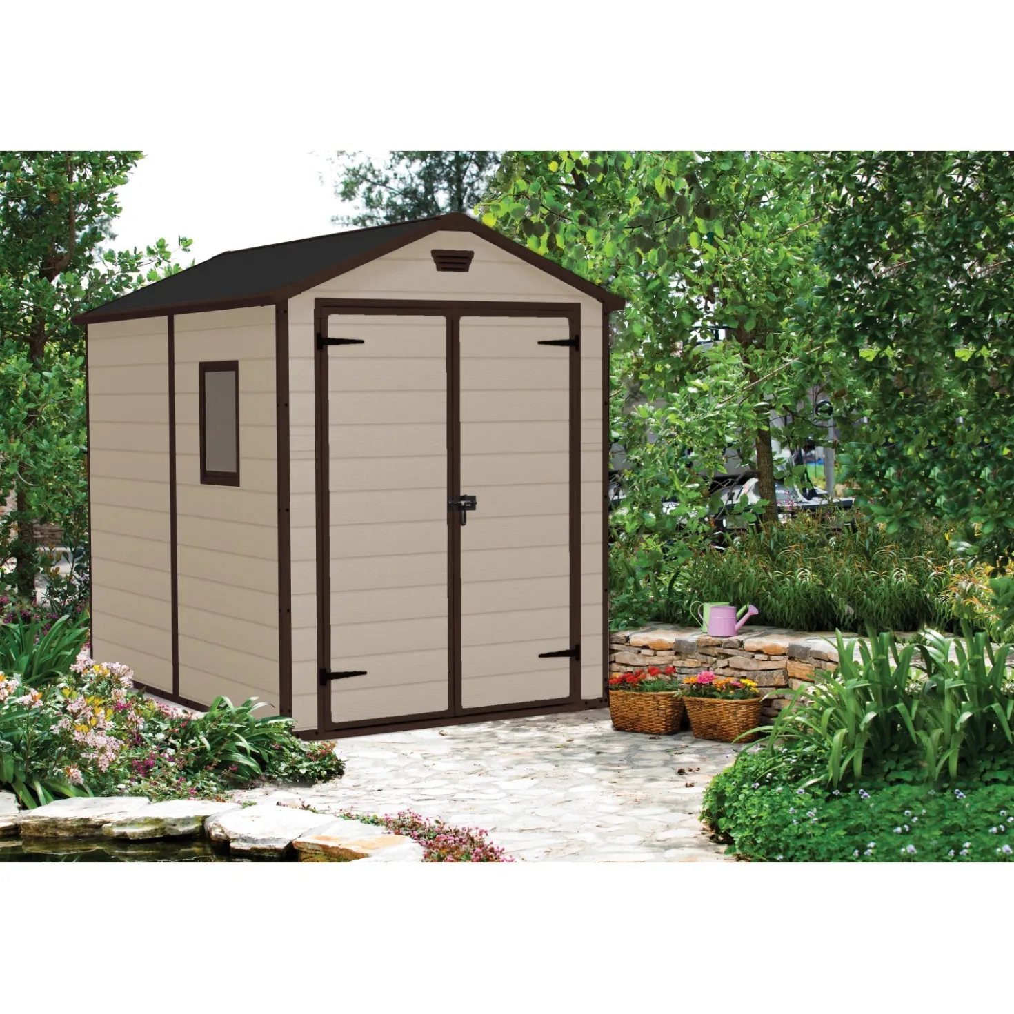 Casetta da giardino in resina Keter Manor beige 4,4 m²