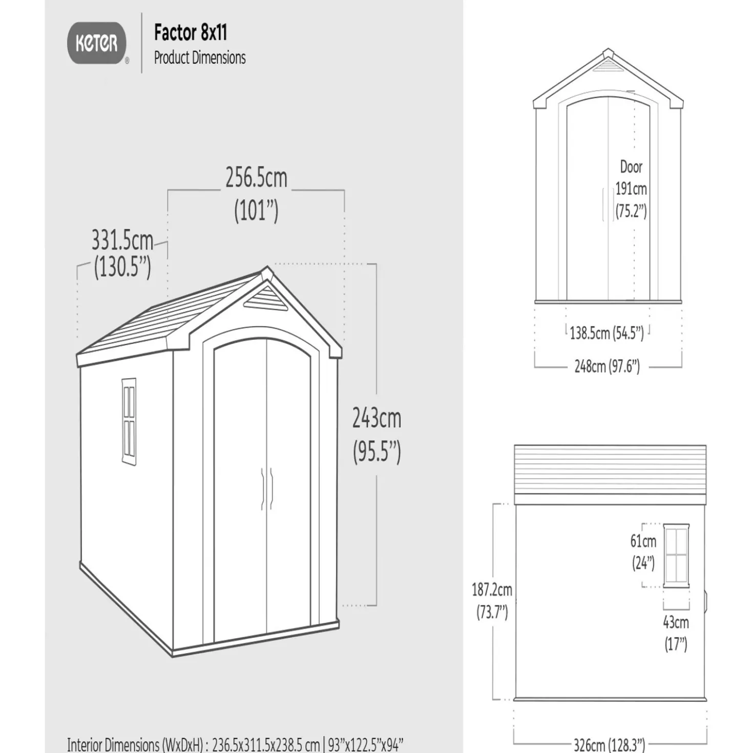 Casetta da giardino in resina Keter Factor sp. 16 mm beige 8,1 m²