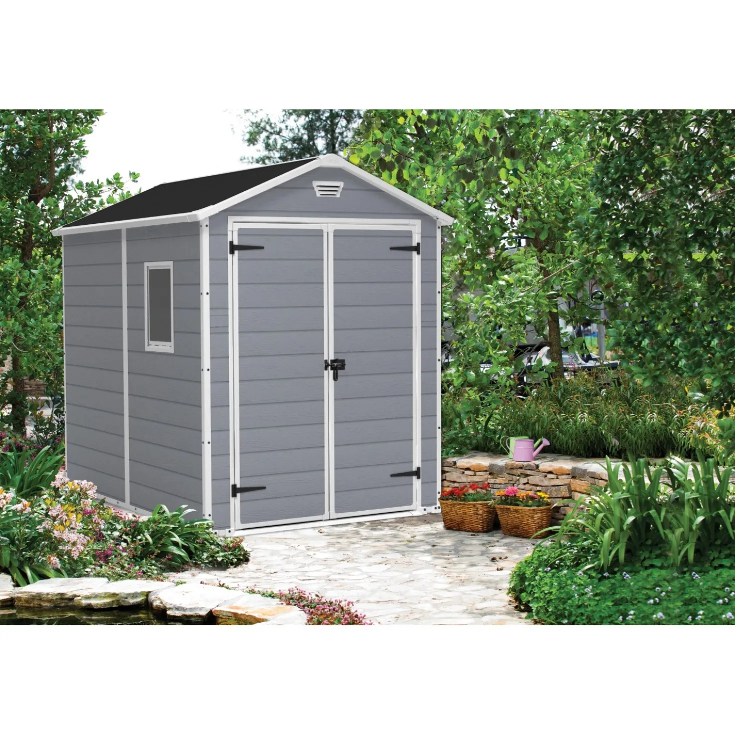 Casetta da giardino in resina Keter Manor sp. 16 mm grigio 4,4 m²