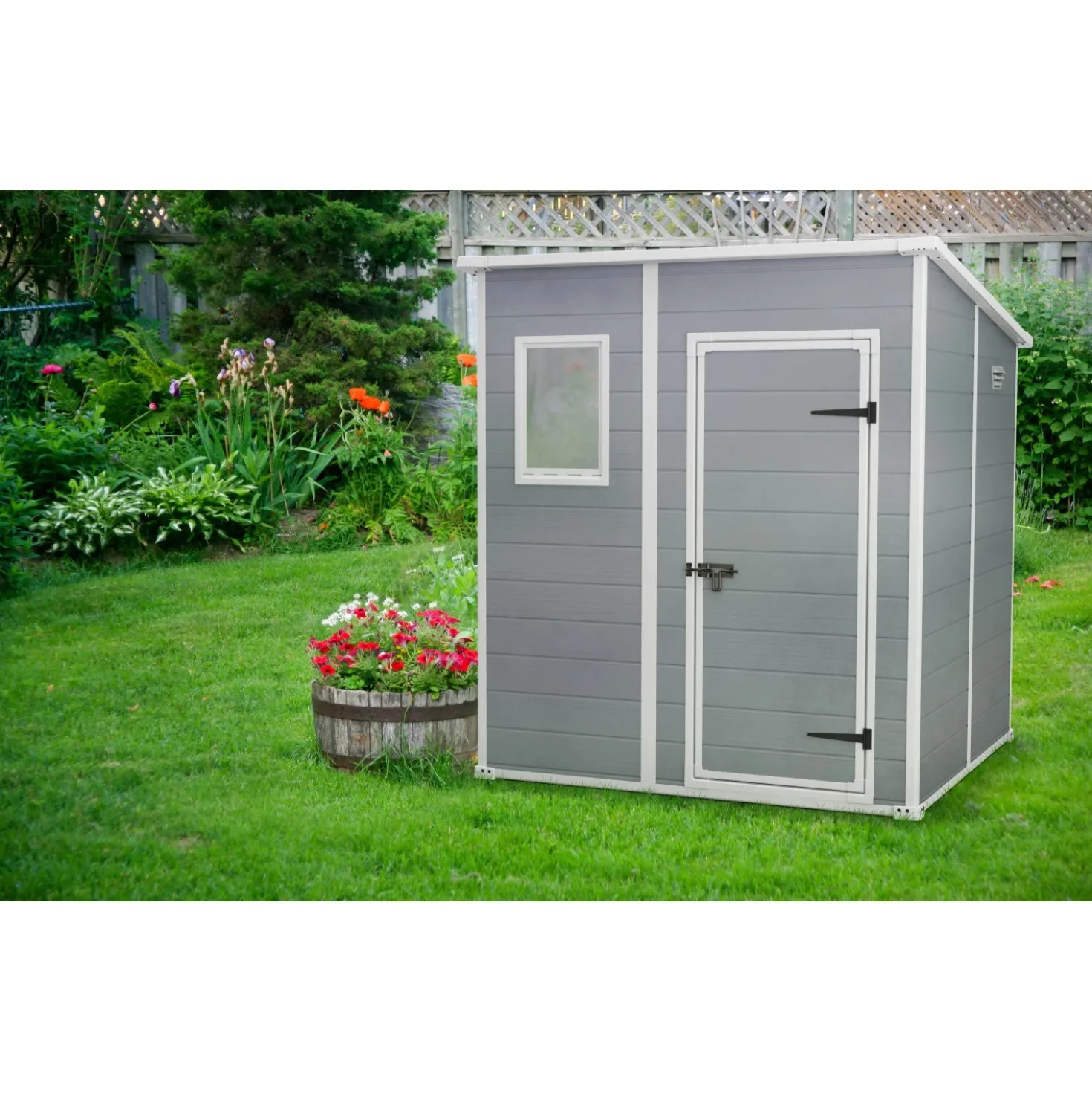Casetta da giardino in resina Keter Manor Pent sp. 16 mm grigio 3,4 m²