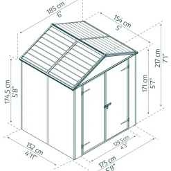 Casetta da giardino Rubicon sp 10 mm H217xL154xP185 cm