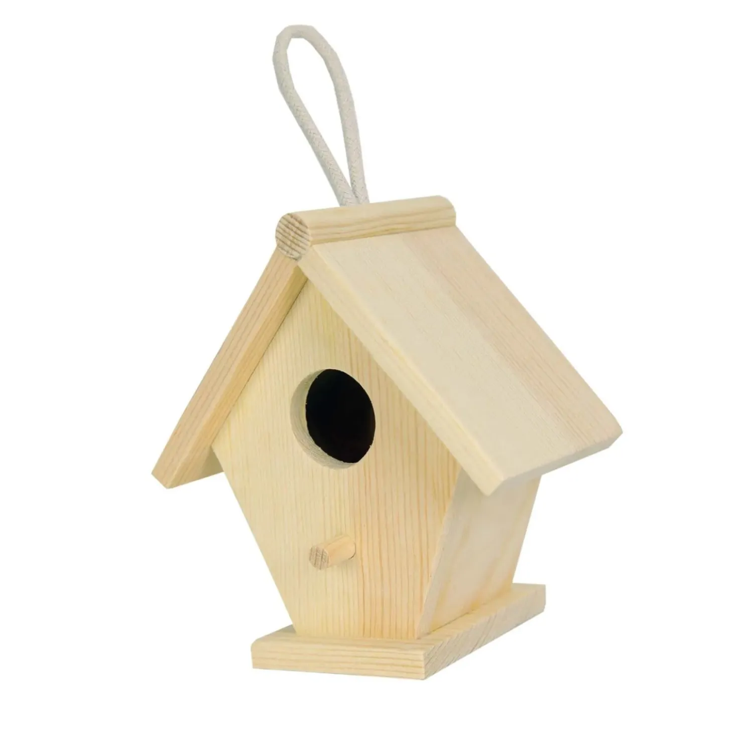 Casetta per uccelli in legno con laccio 10x7x11 cm