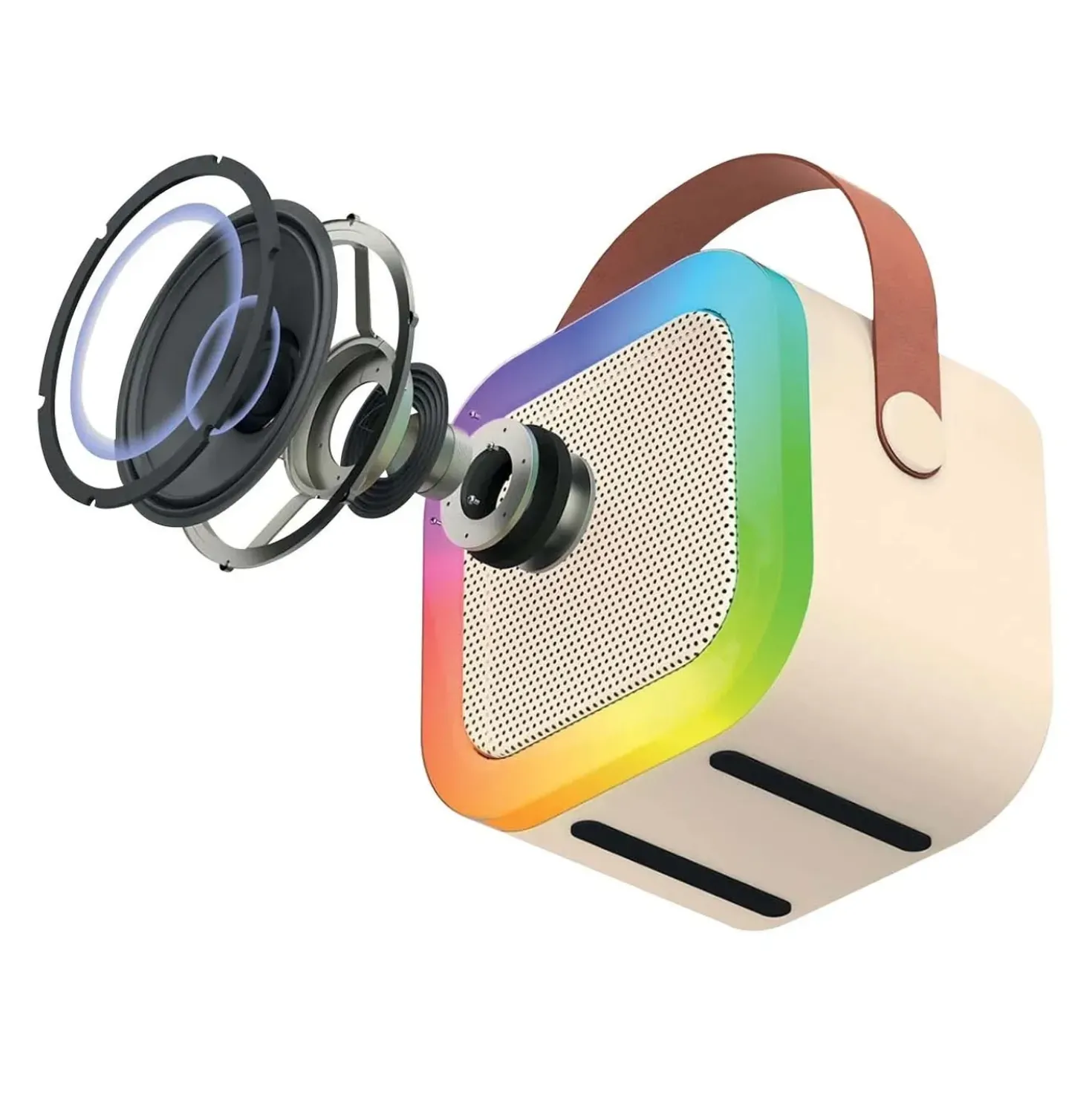 Cassa Bluetooth con luci LED e supporto Micro SD beige
