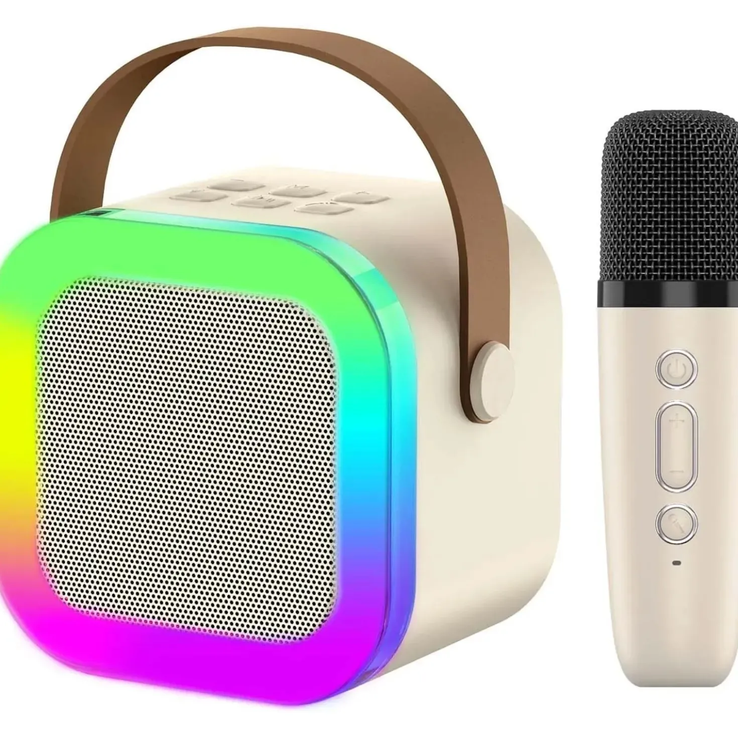 Cassa Bluetooth con luci LED e supporto Micro SD beige