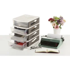Cassettiera 4 cassetti Medyabox 26x35x39 cm marrone