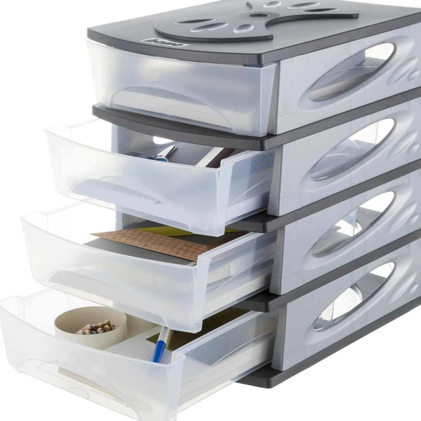 Cassettiera 4 cassetti Medyabox 26x35x39 cm antracite