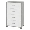 Cassettiera in kit 4 cassetti Sarmog 112x70x41 cm cemento/bianco