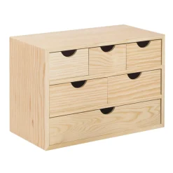 Cassettiera in legno mini 3x2x1 cassetti impiallacciata pino 28x40x20 cm beige
