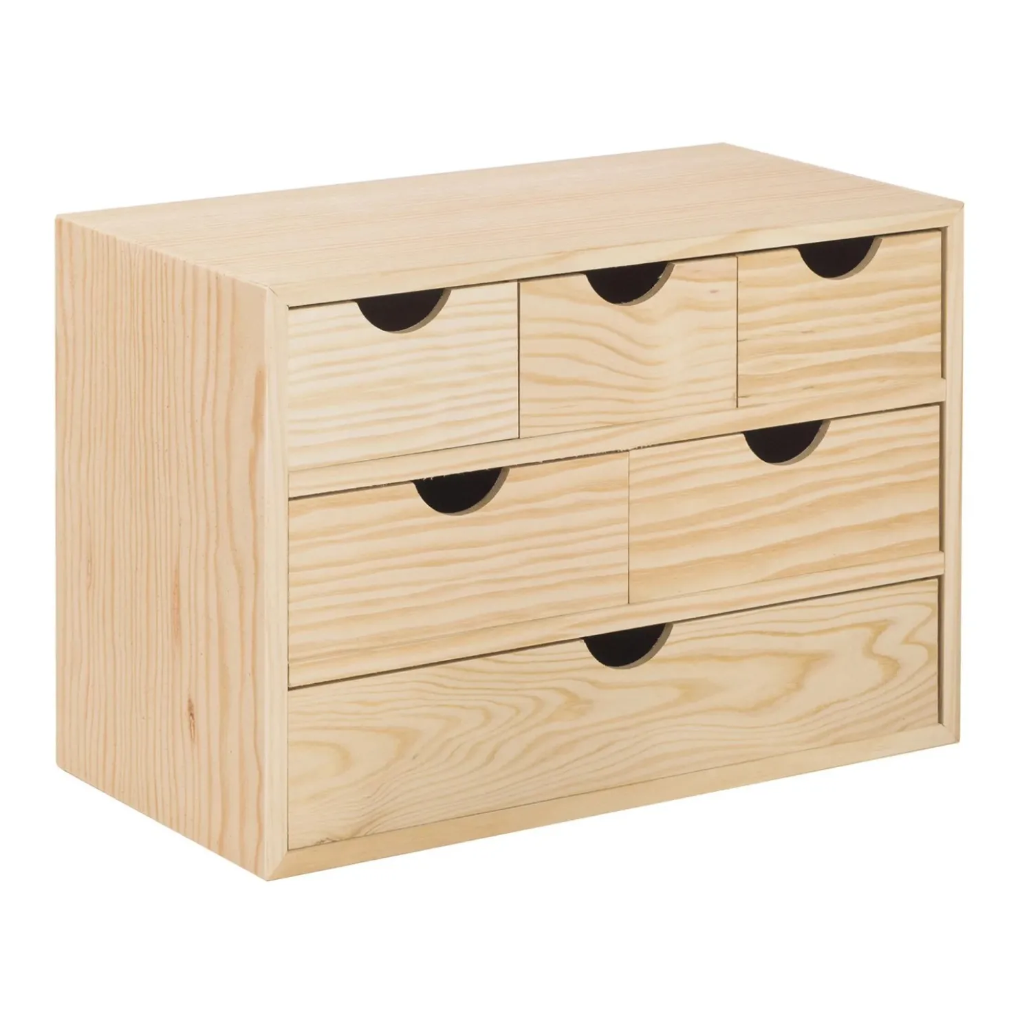 Cassettiera in legno mini 3x2x1 cassetti impiallacciata pino 28x40x20 cm beige