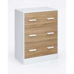 Cassettiera in pannello truciolare 3 cassetti 60x34x75 cm bianco
