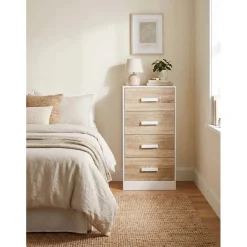 Cassettiera in pannello truciolare 4 cassetti 40x34x80 cm bianco