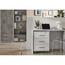 Cassettiera ufficio 3 cassetti 41x51x71 cm ossido bianco