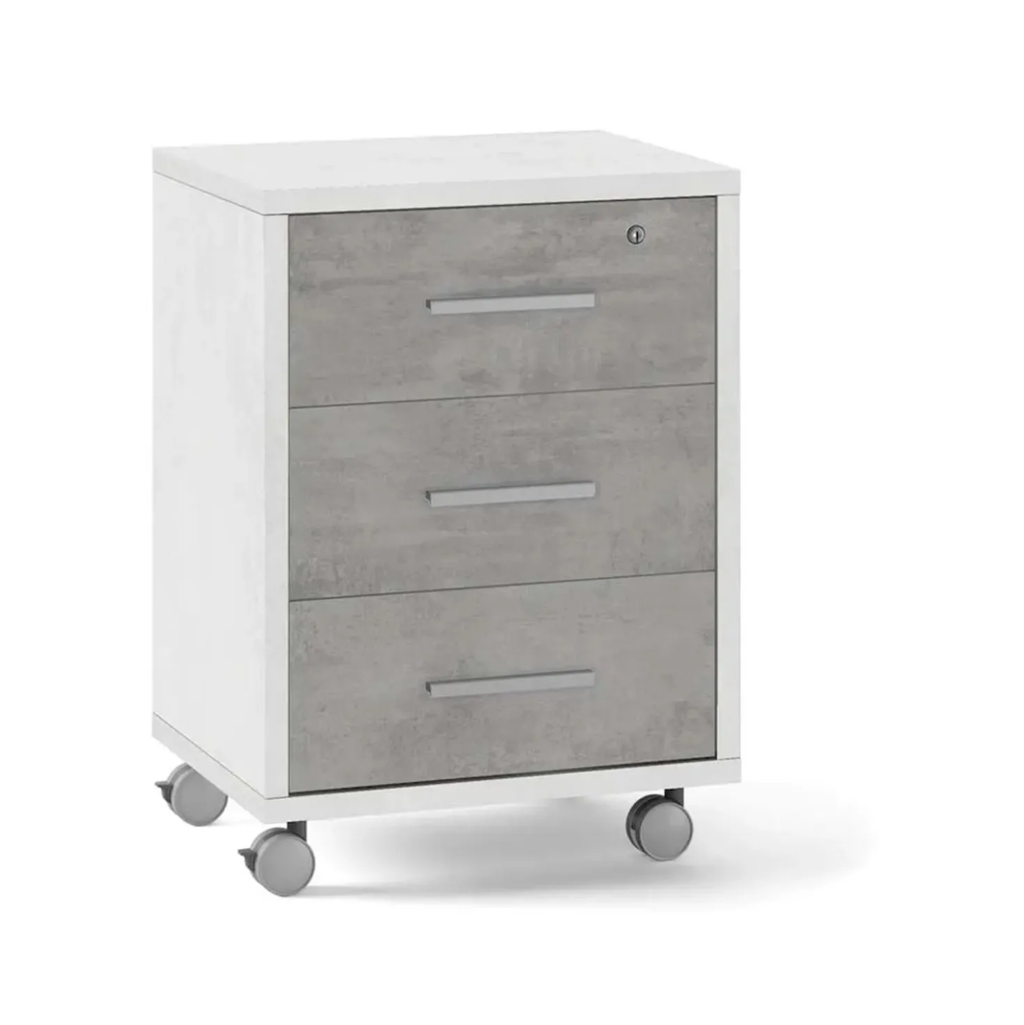 Cassettiera ufficio 3 cassetti 41x51x71 cm ossido bianco/cemento