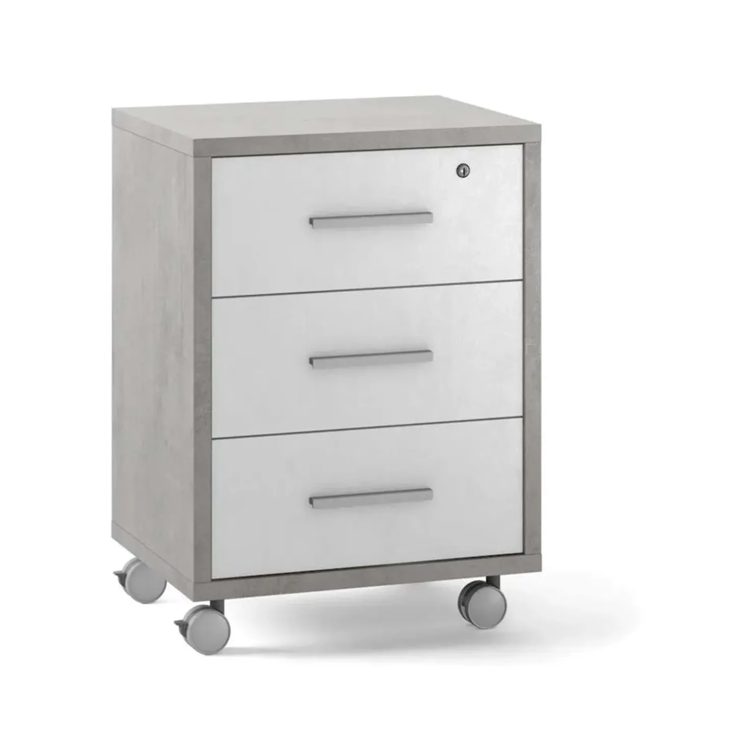 Cassettiera ufficio 3 cassetti 41x51x71 cm cemento/ossido bianco