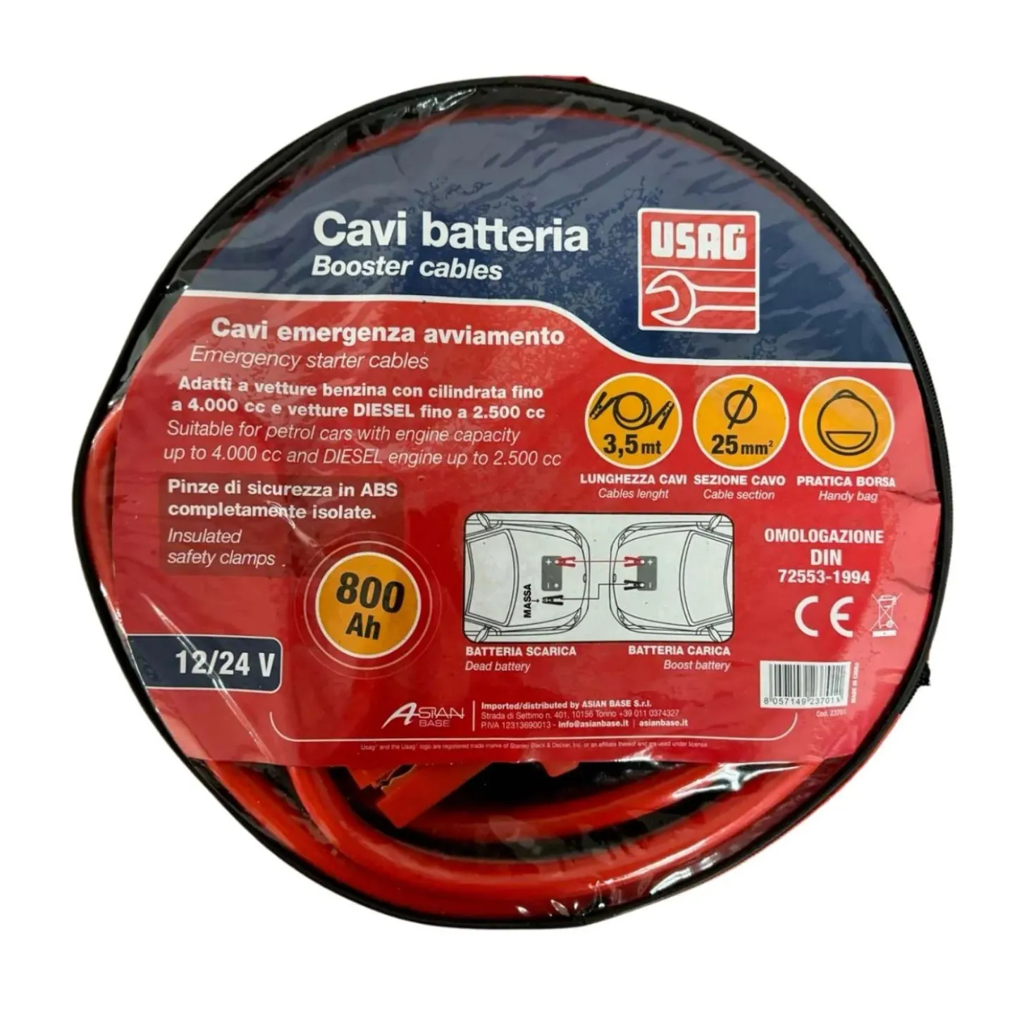 Cavi batteria auto Usag 250 A 3,5 M