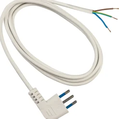 Cavo alimentazione 250V H05VV-F 3x0,75 mm² spina salvaspazio 10 A bianco 3 m