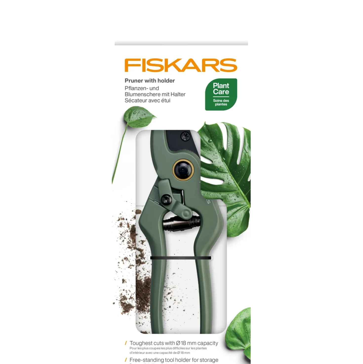 Cesoie per potatura piante e fiori con supporto Fiskars verde