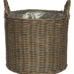 Cestino con manici piantumabile dritto Ø 33 x H 34,5 cm grigio