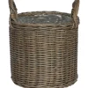 Cestino con manici piantumabile dritto Ø 27,5 x H 31,5 cm grigio
