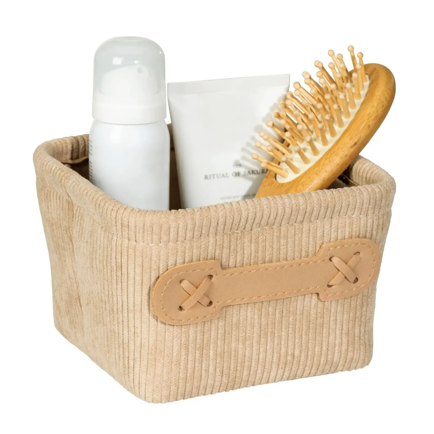 Cestino da bagno Anela in velluto beige