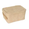 Cestino da bagno Anela in velluto beige con coperchio