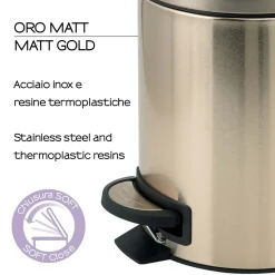 Cestino da bagno Potty in acciaio 3 l oro