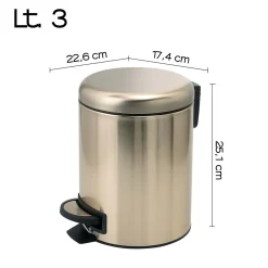 Cestino da bagno Potty in acciaio 3 l oro