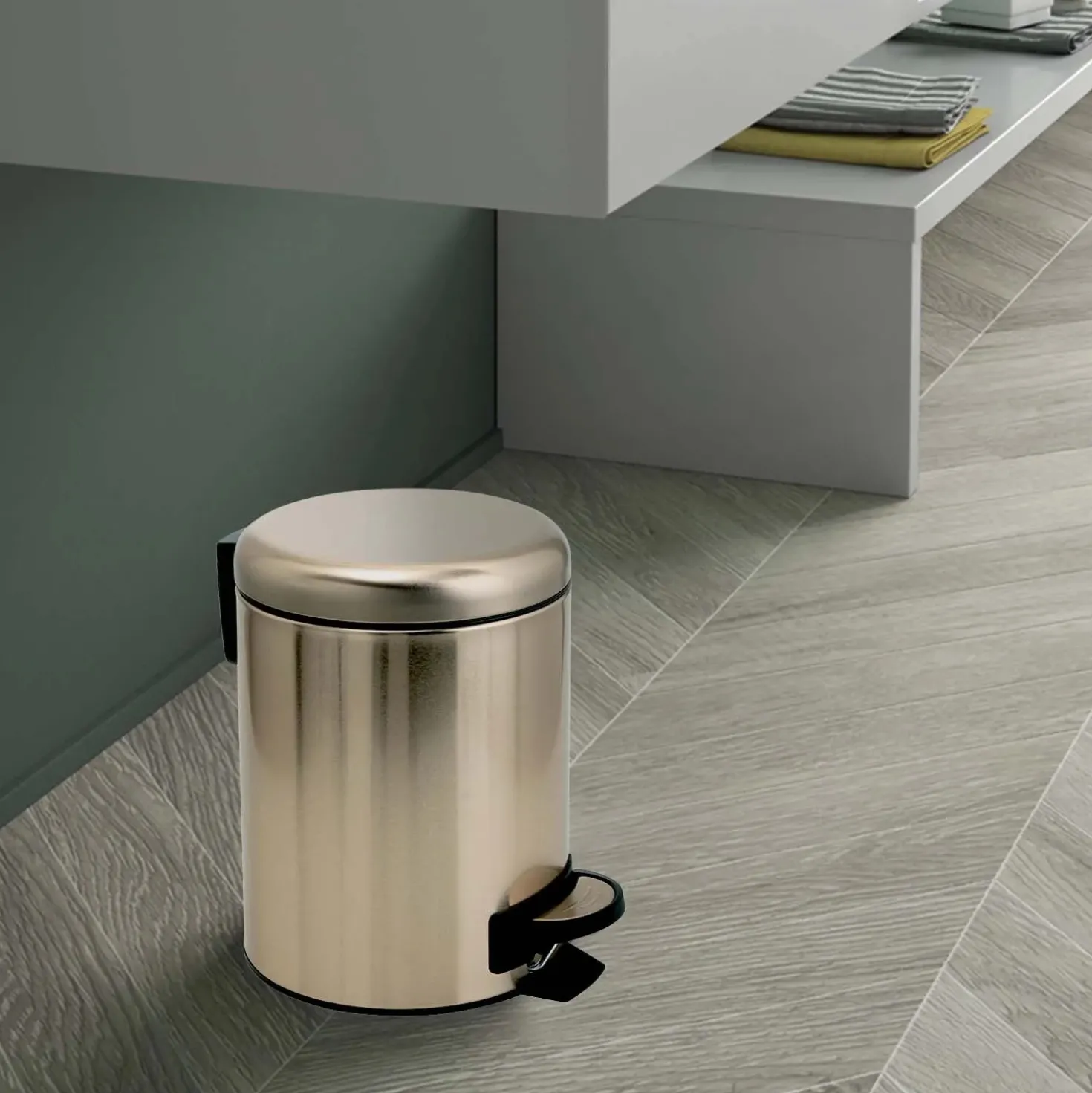 Cestino da bagno Potty in acciaio 3 l oro