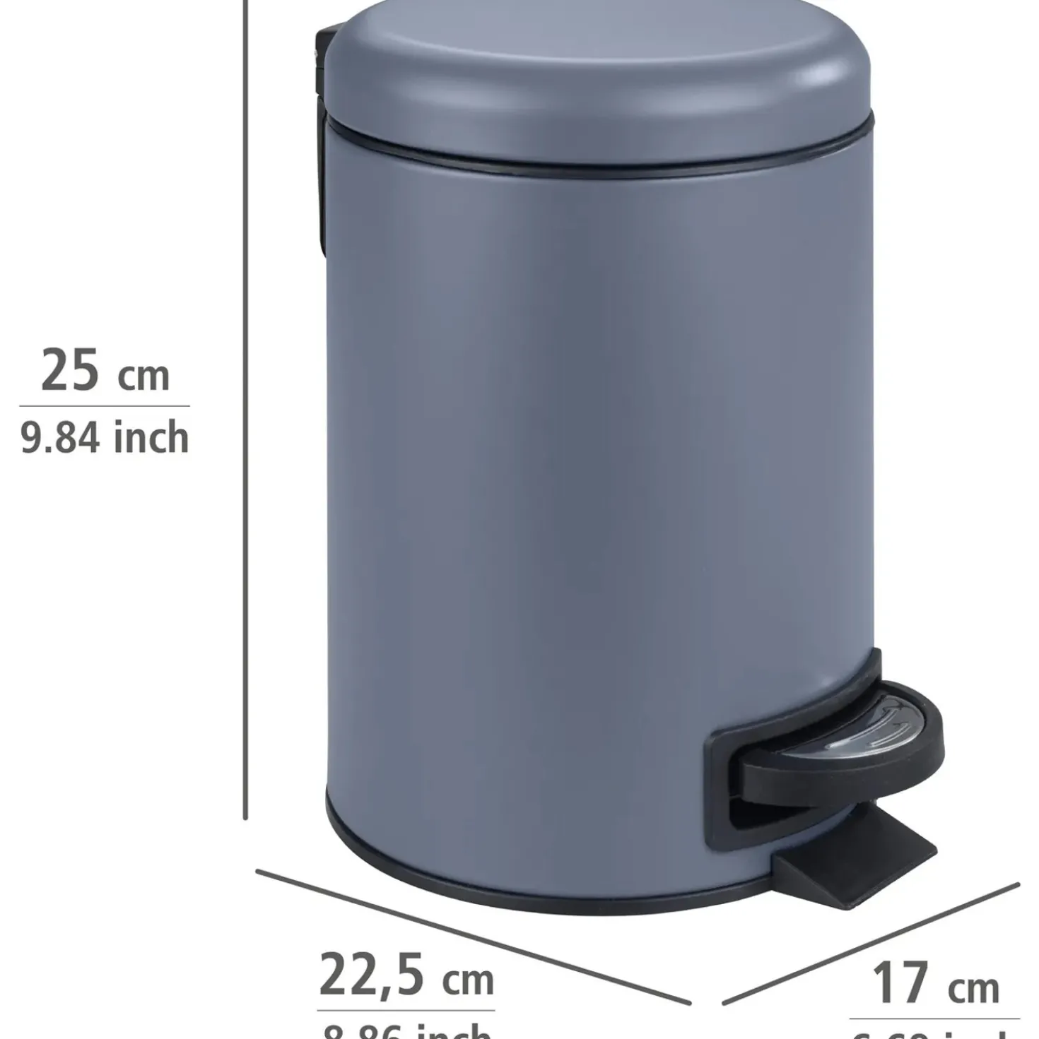 Cestino da bagno Wenko Slateblue in acciaio 3 l blu