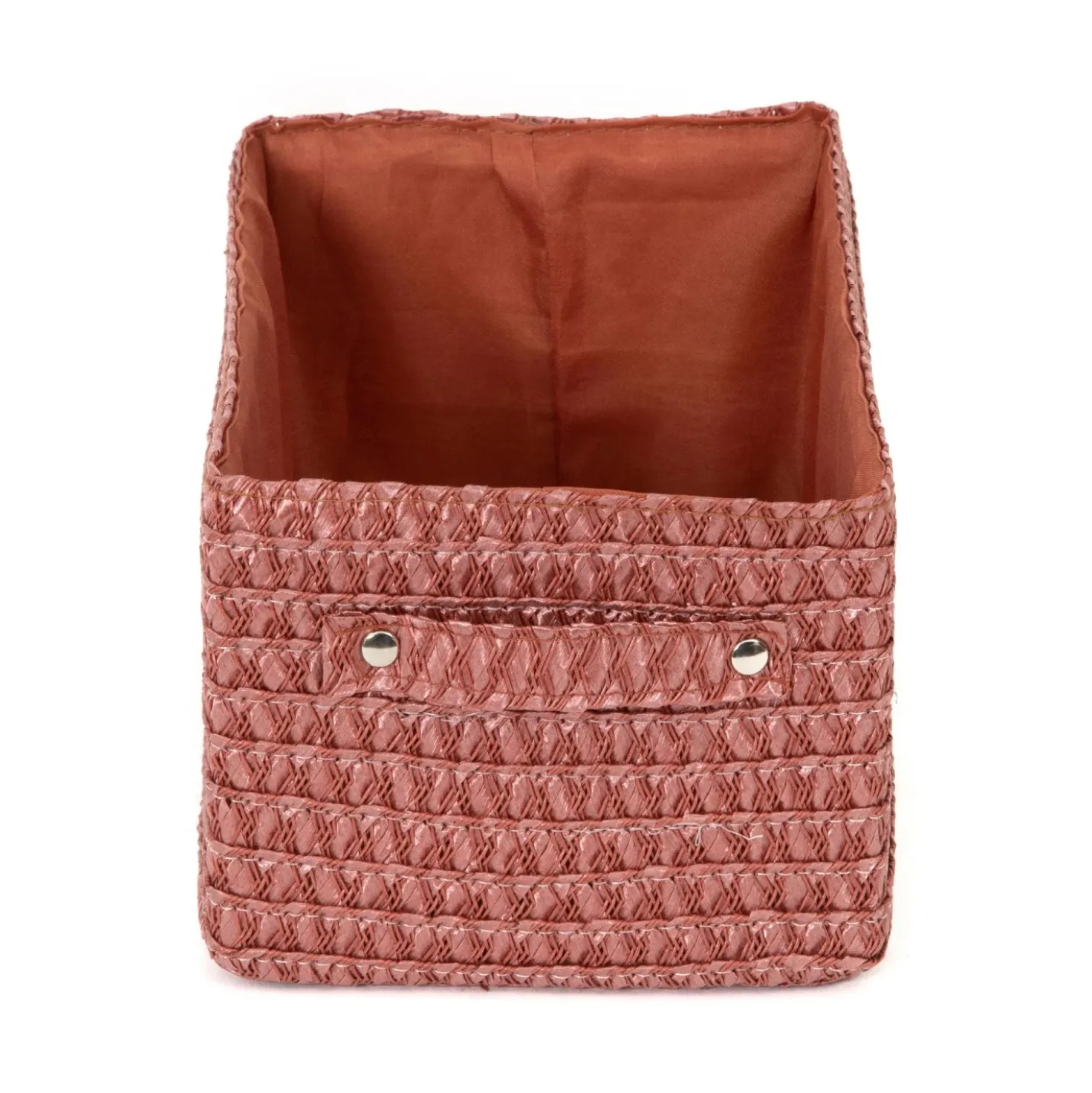 Cestino portaoggetti Lilou marrone terracotta 23x15x12 cm